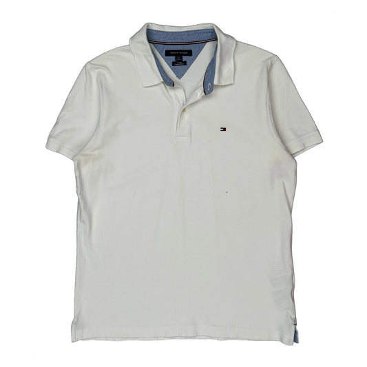Tommy Hilfiger Slim Fit Polo Shirt - Large White Cotton