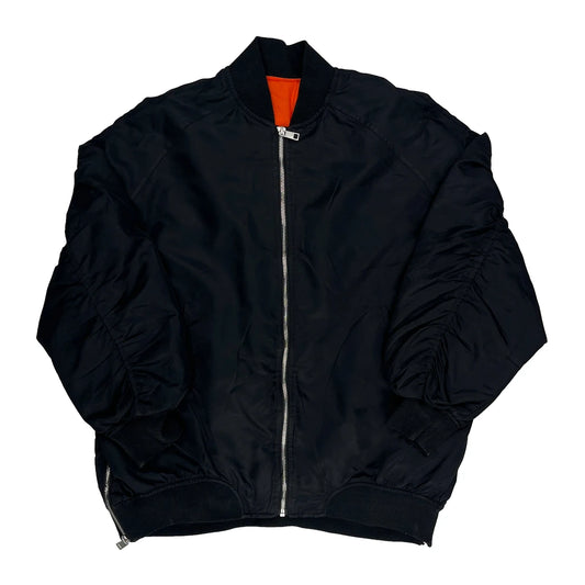 Zara Ma1 Bomber Jacket - Medium Black Polyester