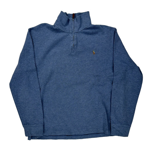 Polo By Ralph Lauren 1/4 Zip - Large Blue Cotton