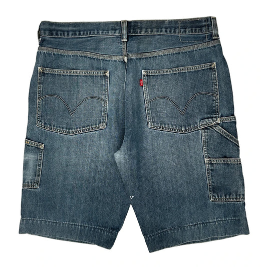 Levis Double Knee Carpenter Shorts - 38W 13L Blue Cotton