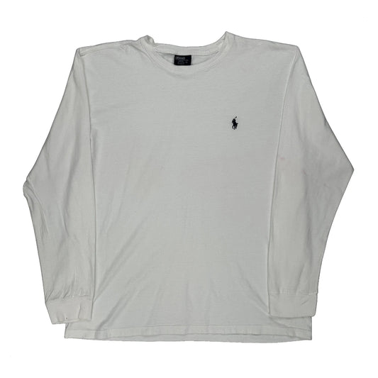 Polo By Ralph Lauren Long Sleeve T-Shirt - Large White Cotton