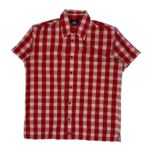 Dickies Checked Short Sleeve Shirt - Medium Red Cotton