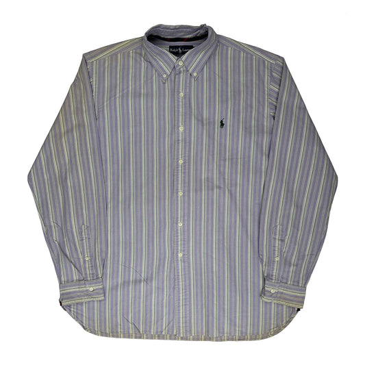 Classic Fit Ralph Lauren Striped Shirt - XL Purple Cotton