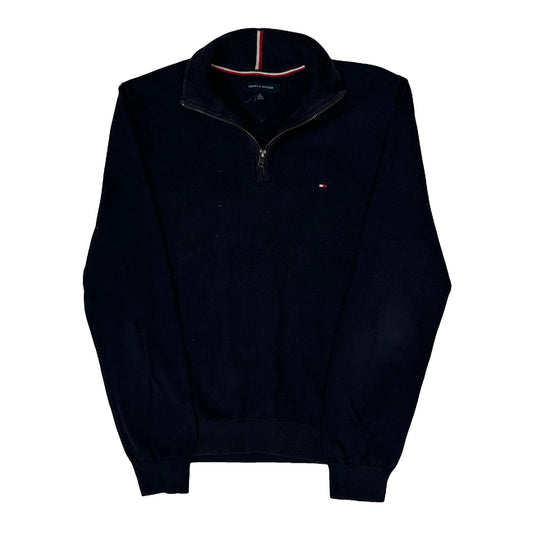 Vintage Tommy Hilfiger 1/4 Zip - XL Navy Cotton Blend
