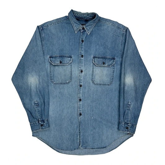 Nautica Denim Shirt - Large Blue Cotton