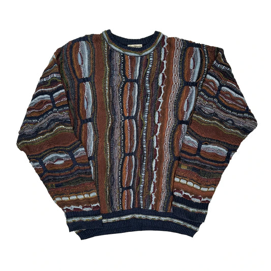 Norm Thompson Striped Jumper - Large Multicoloured Cotton Blend