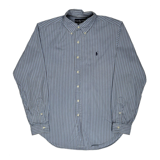 Classic Fit Ralph Lauren Striped Shirt - Large Blue Cotton