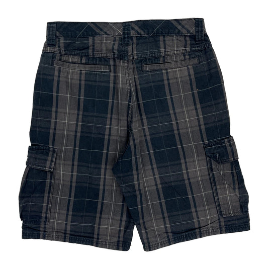 Wrangler Checked Cargo Shorts - 30W 11L Black Cotton
