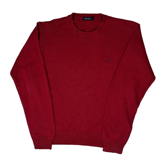 Vintage Nautica Jumper - Large Red Knitted