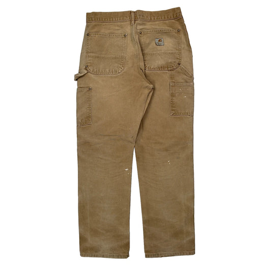 Made In USA Carhartt B01 Brn Double Knee Carpenter Trousers - 30W 31L Brown Cotton