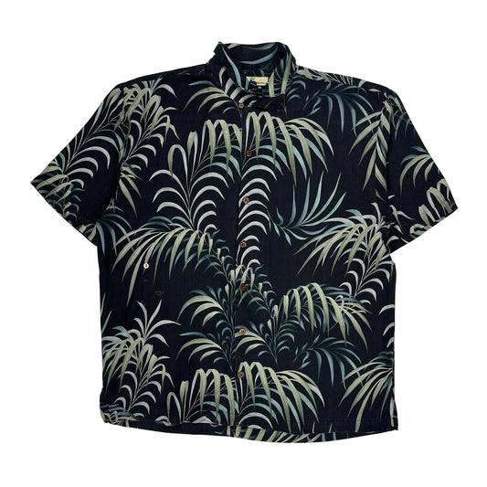 Tommy Bahama Floral Hawaiian Shirt - Large Black Silk