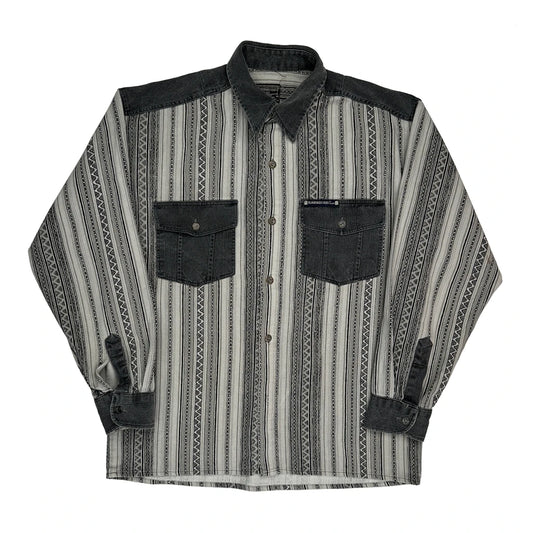 Karriere Striped Patterned Shirt - XL Grey Cotton