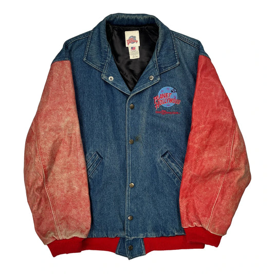Planet Hollywood Graphic Varsity Jacket - Medium Blue Cotton