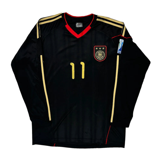 Germany National Team Adidas 2010-11 Away Long Sleeve Football Shirt - Large Black Polyester