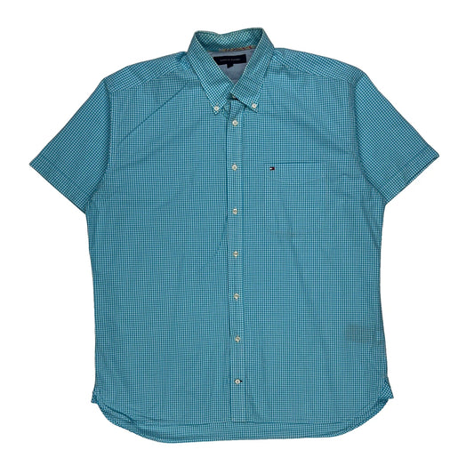 Tommy Hilfiger Checked Short Sleeve Shirt - XL Blue Cotton