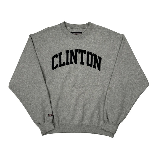 Vintage Clinton Jansport College Sweatshirt - Large Grey Cotton