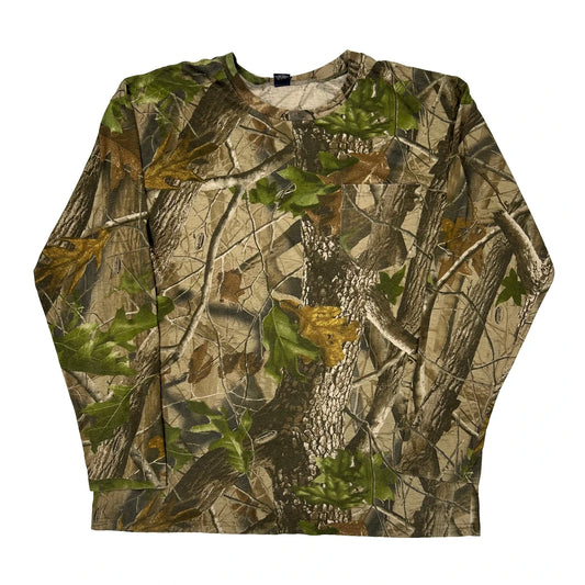 Vintage Unbranded Camo Long Sleeve T-Shirt - Large Camo Cotton Blend