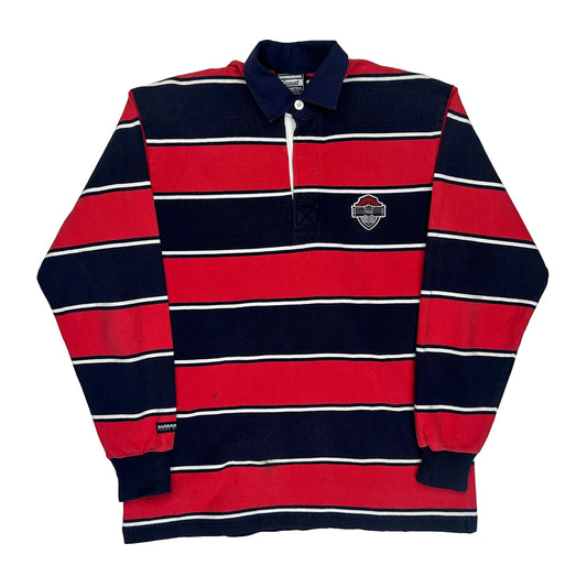 Barbarian Striped Rugby Shirt - Medium Red Cotton