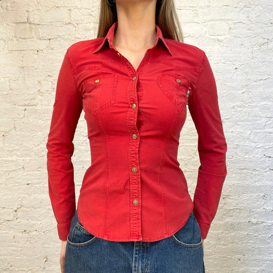 Love Moschino Shirt - Large Red Cotton Blend