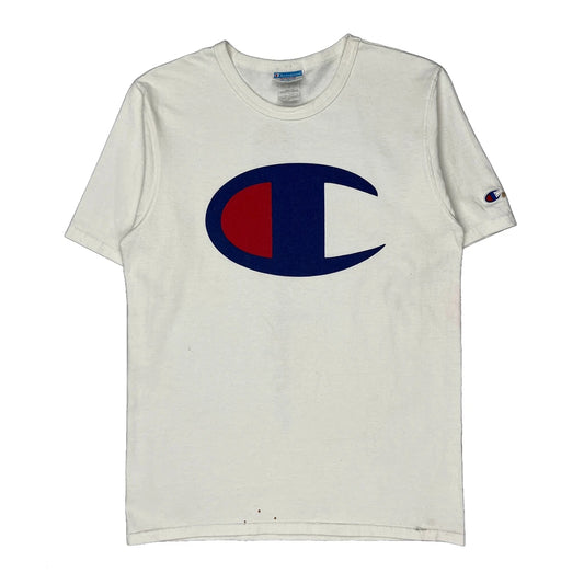Champion Graphic T-Shirt - Medium White Cotton