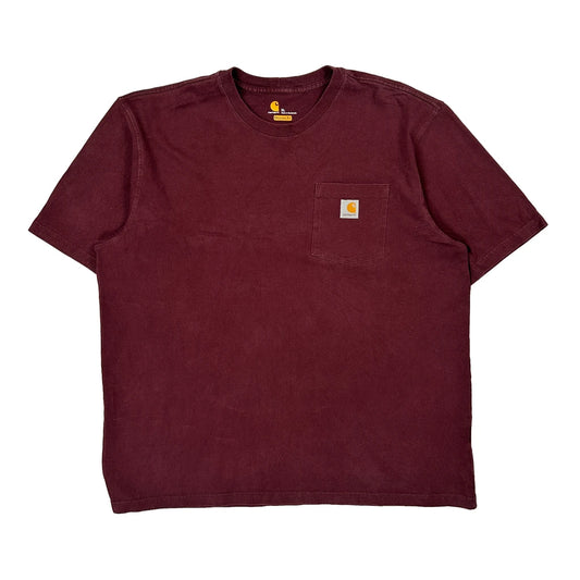 Vintage Carhartt T-Shirt - XL Burgundy Cotton