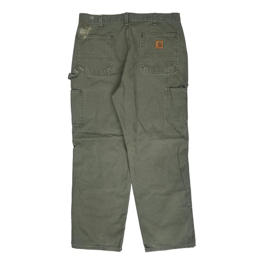 Vintage Mos Carhartt Double Knee Carpenter Trousers - 34W 30L Khaki Cotton