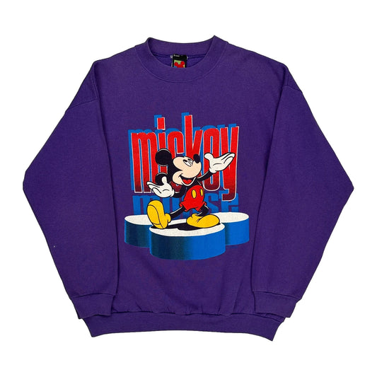 Mickey Unlimited Cartoon Sweatshirt - Large Purple Cotton