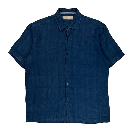 Tommy Bahama Short Sleeve Shirt - Large Blue Linen