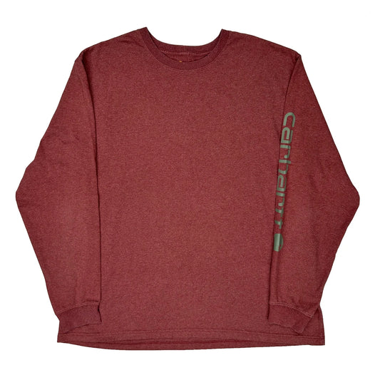 Carhartt Long Sleeve T-Shirt - XL Burgundy Cotton Blend