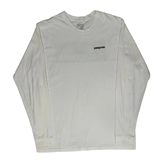 Patagonia Graphic Long Sleeve T-Shirt - Large White Cotton