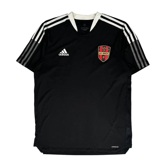 Ac Brea Crest Adidas Striped Football Shirt - Large Black Polyester