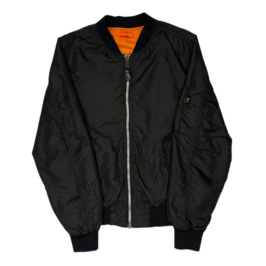 Ma-1 Style Alpha Industries Reversible Bomber Jacket - Medium Black Nylon