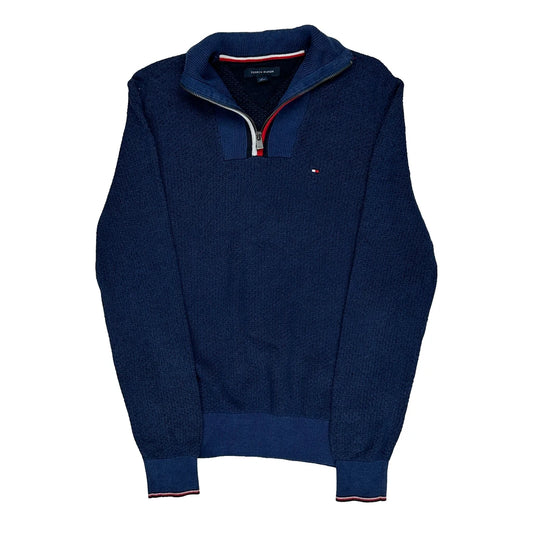 Tommy Hilfiger 1/4 Zip - Medium Blue Cotton