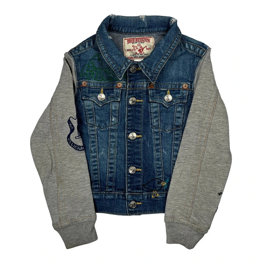 Youth True Religion Graphic Denim Jacket - Small Blue Cotton