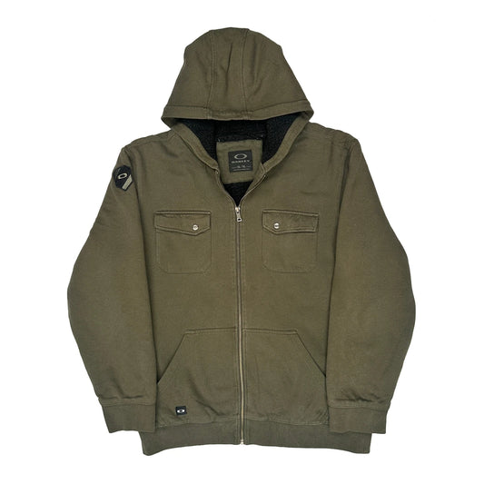 Vintage Multi Pocket Oakley Heavyweight Full Zip Hoodie - XL Green Cotton