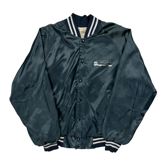 Robert M. Noy Aurura Made In USA Satin Varsity Jacket - XL Green Polyester