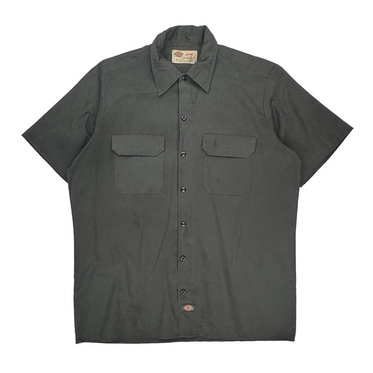 Dickies Short Sleeve Shirt - Large Grey Polyester Blend
