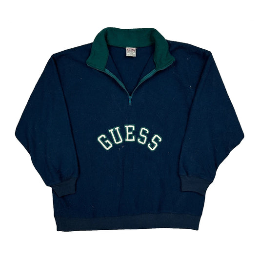 80S Georges Marciano Guess Spellout Fleece - Medium Blue Cotton