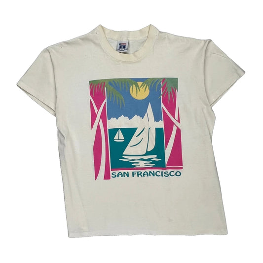 San Francisco Americas Finest Single Stitch T-Shirt - Large Cream Cotton
