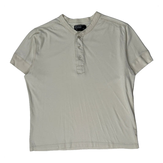 Polo By Ralph Lauren Fitted Henley T-Shirt - XL Cream Cotton