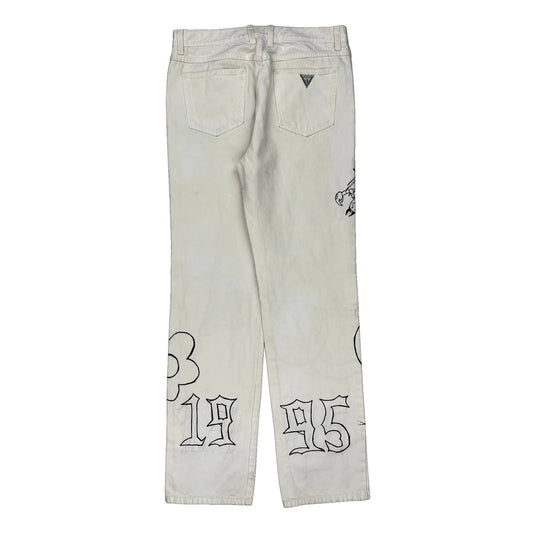 1995 Guess Graphic Jeans - 32W 34L White Cotton