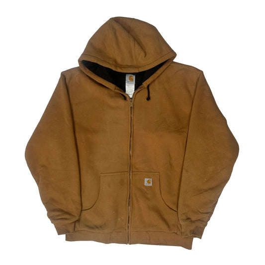 Carhartt Tall Hoodie - Large Brown Cotton Blend