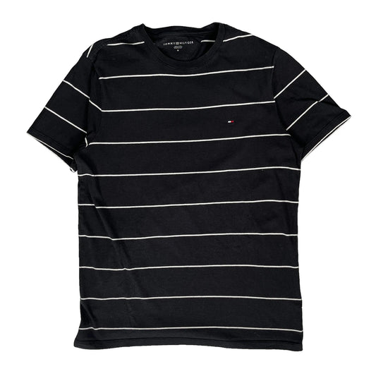 Tommy Hilfiger Striped T-Shirt - Medium Black Cotton