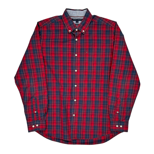 Tommy Hilfiger Checked Shirt - Medium Red Cotton