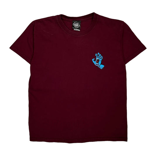 Screaming Hand Santa Cruz Graphic T-Shirt - Medium Burgundy Cotton