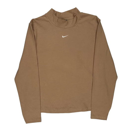 Nike Long Sleeve T-Shirt - XL Brown Cotton