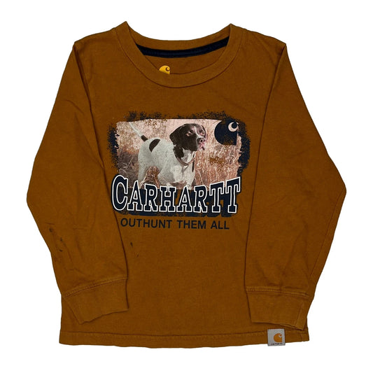 Age 4 Carhartt Graphic Long Sleeve T-Shirt - XS Brown Cotton