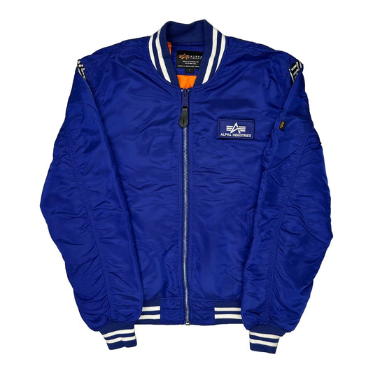 Alpha Industries Bomber Jacket - Large Blue Nylon