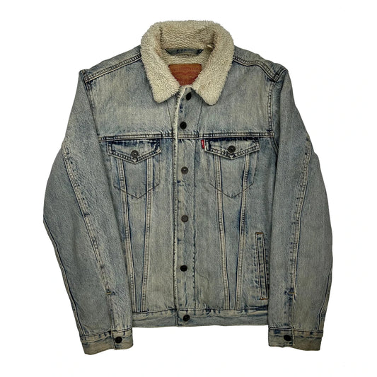 Vintage Levis Sherpa Lined Denim Jacket - Medium Light Wash Denim