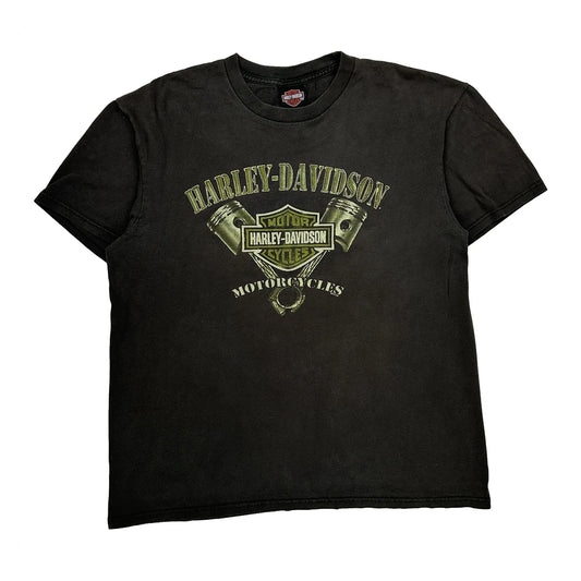Vintage Hampton Roads Harley Davidson Graphic T-Shirt - XL Black Cotton